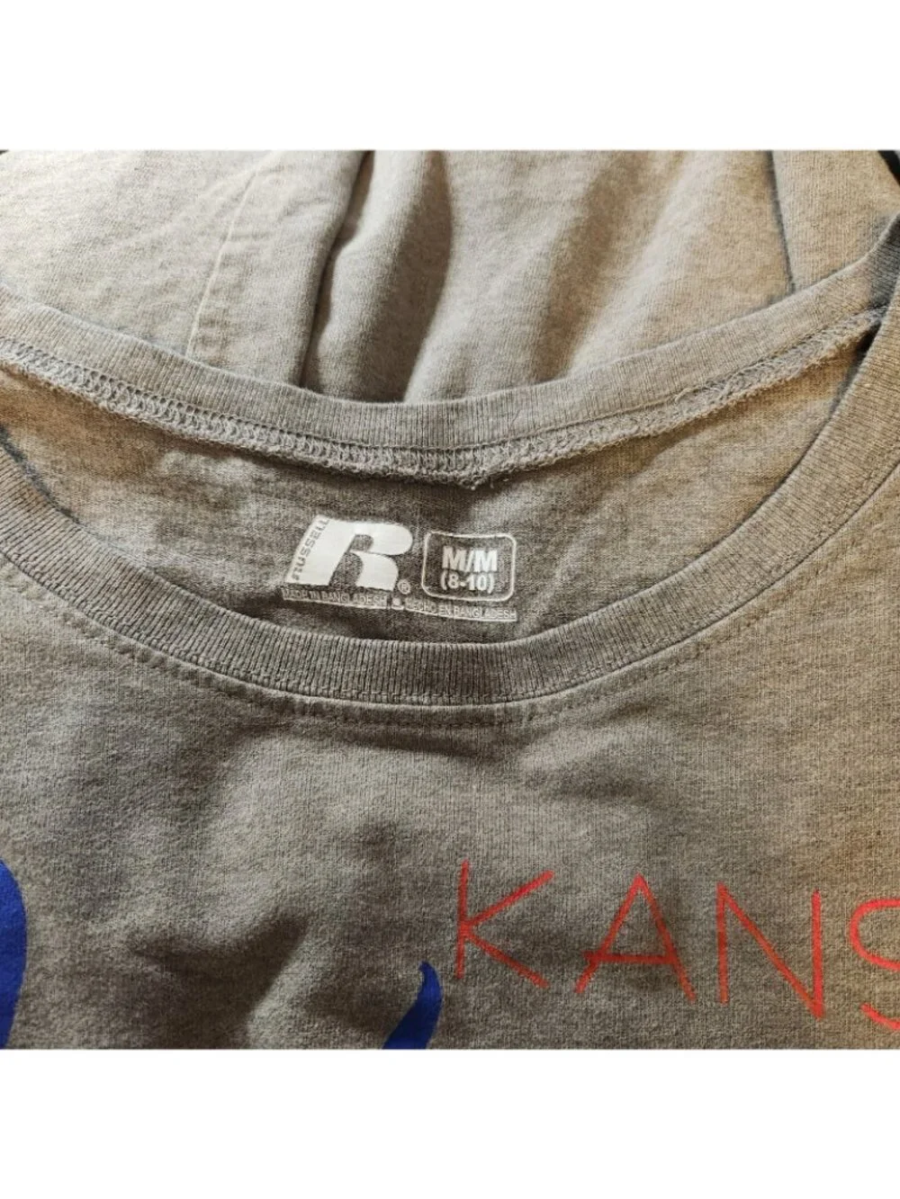 Russell University Kansas Jayhawks Gray Crew Nck LongSlv Shirt Blouse Top MEDIUM - Picture 6 of 6